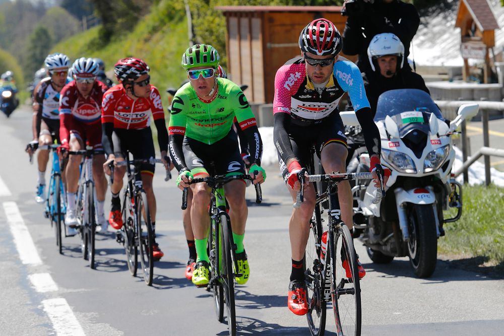 The breakaway makes its way toward the first KOM during stage 4 at Tour de Romandie