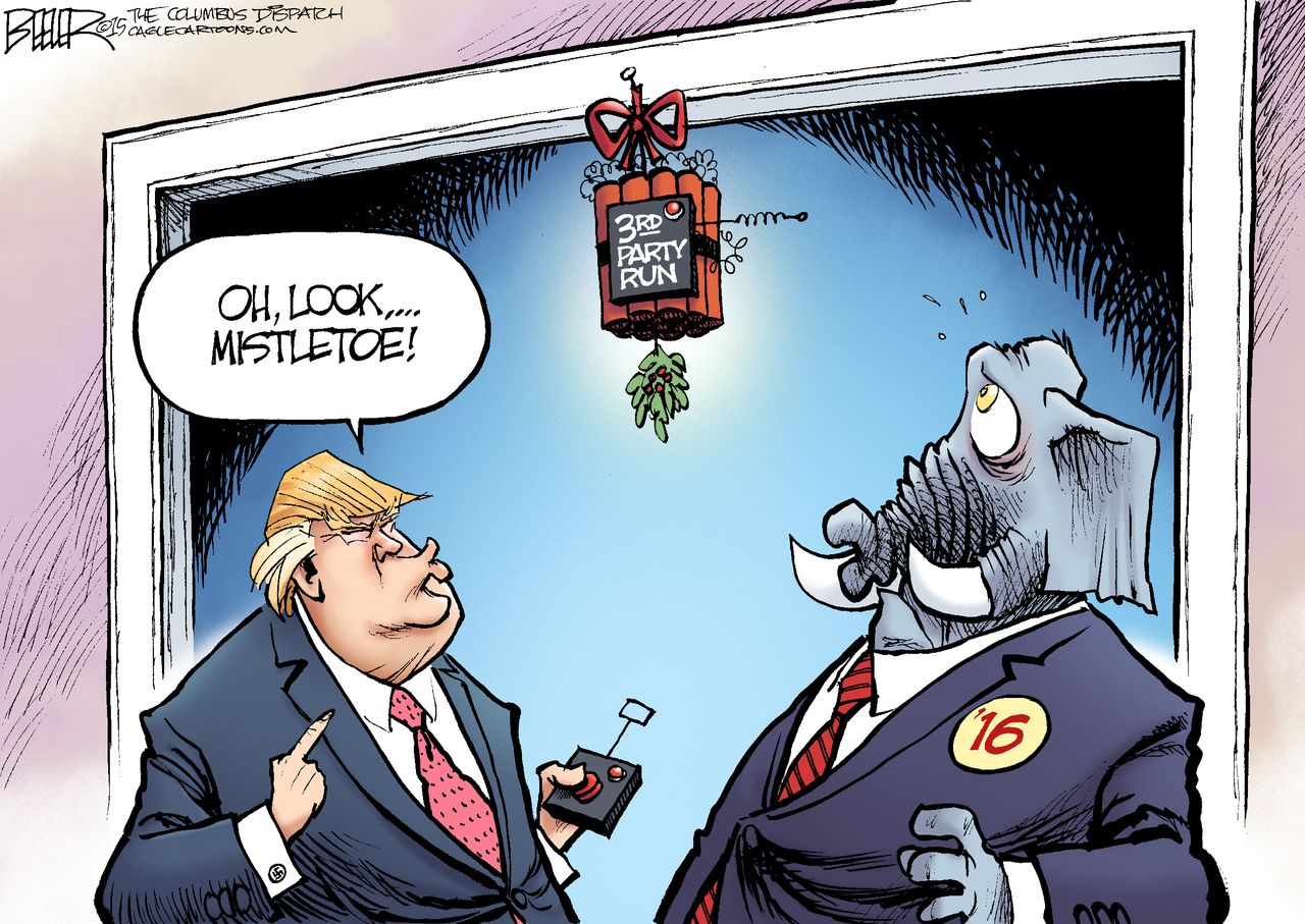 Political cartoon U.S. Donald Trump GOP 2016 Christmas