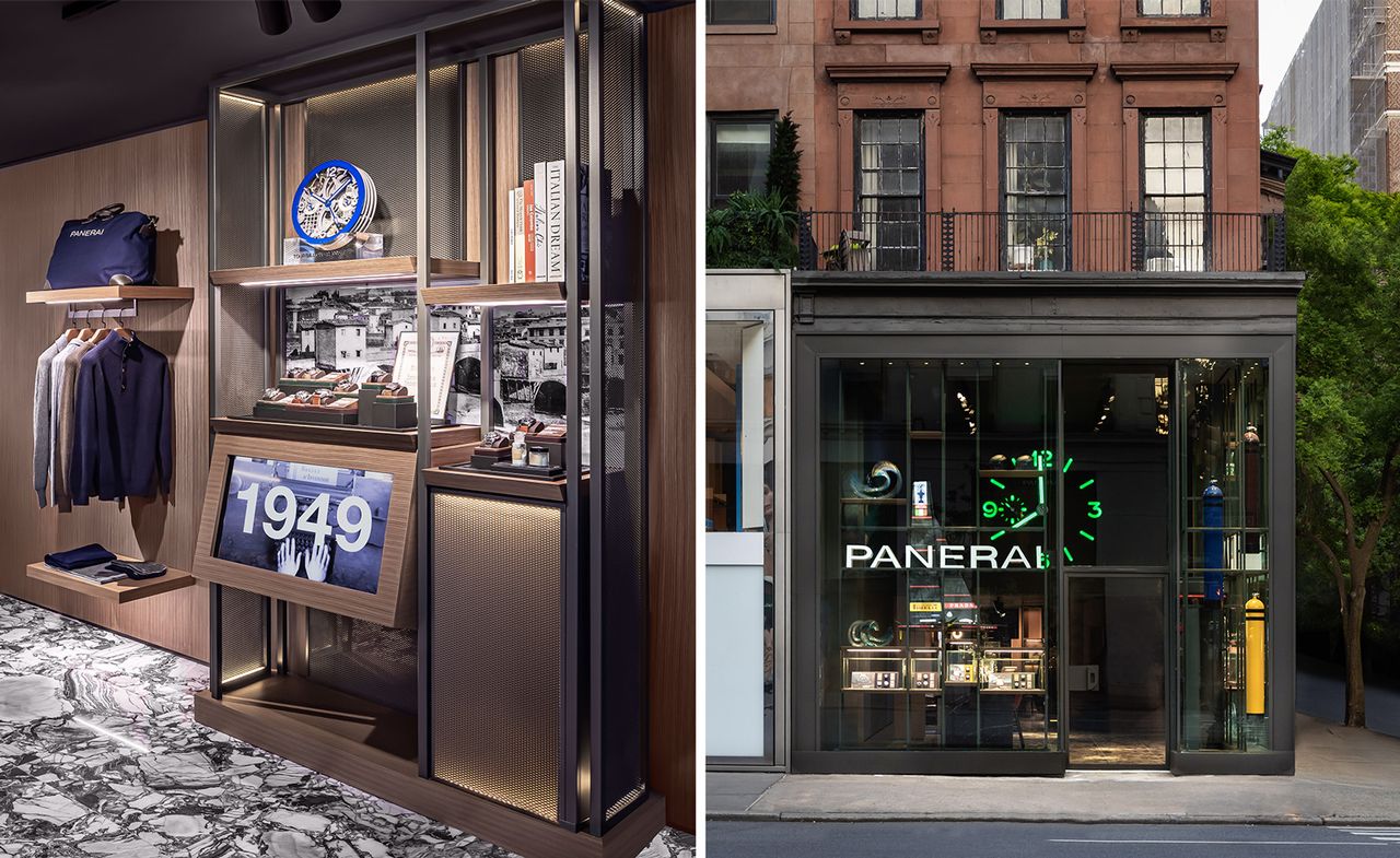 dark wood-filled shop interior of Panerai New York