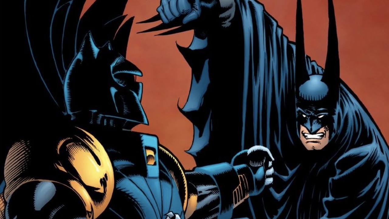 Batman and Azrael standing opposite one another on cover of Batman: Knightfall Vol. 2