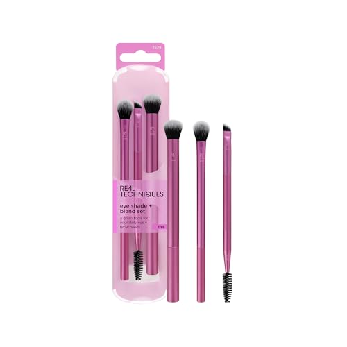 Real Techniques Eye Shade &amp;amp; Blend Makeup Brush Trio, for Eyeshadow &amp;amp; Liner, Makeup Tools for Shaping &amp;amp; Grooming Brows, Defined Makeup Look, Synthetic Bristles, Vegan &amp;amp; Cruelty-Free, 3 Count