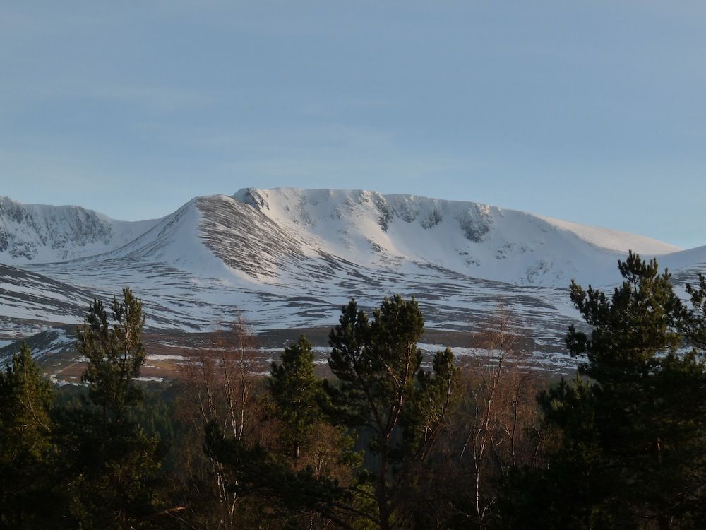 Cairngorm Mountains with snow.