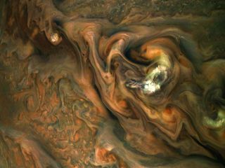 In this image of Jupiter, you can see a jet stream region on the planet's upper hemisphere known as "Jet N3." The region is rich with colorful, swirling patterns. This image was created by citizen scientist Gerald Eichstädt from a raw image taken on May 29, 2019.