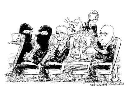 Political cartoon Putin Russia Ukraine world