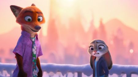 Nick and Judy sharing an emotional moment in Zootopia 2