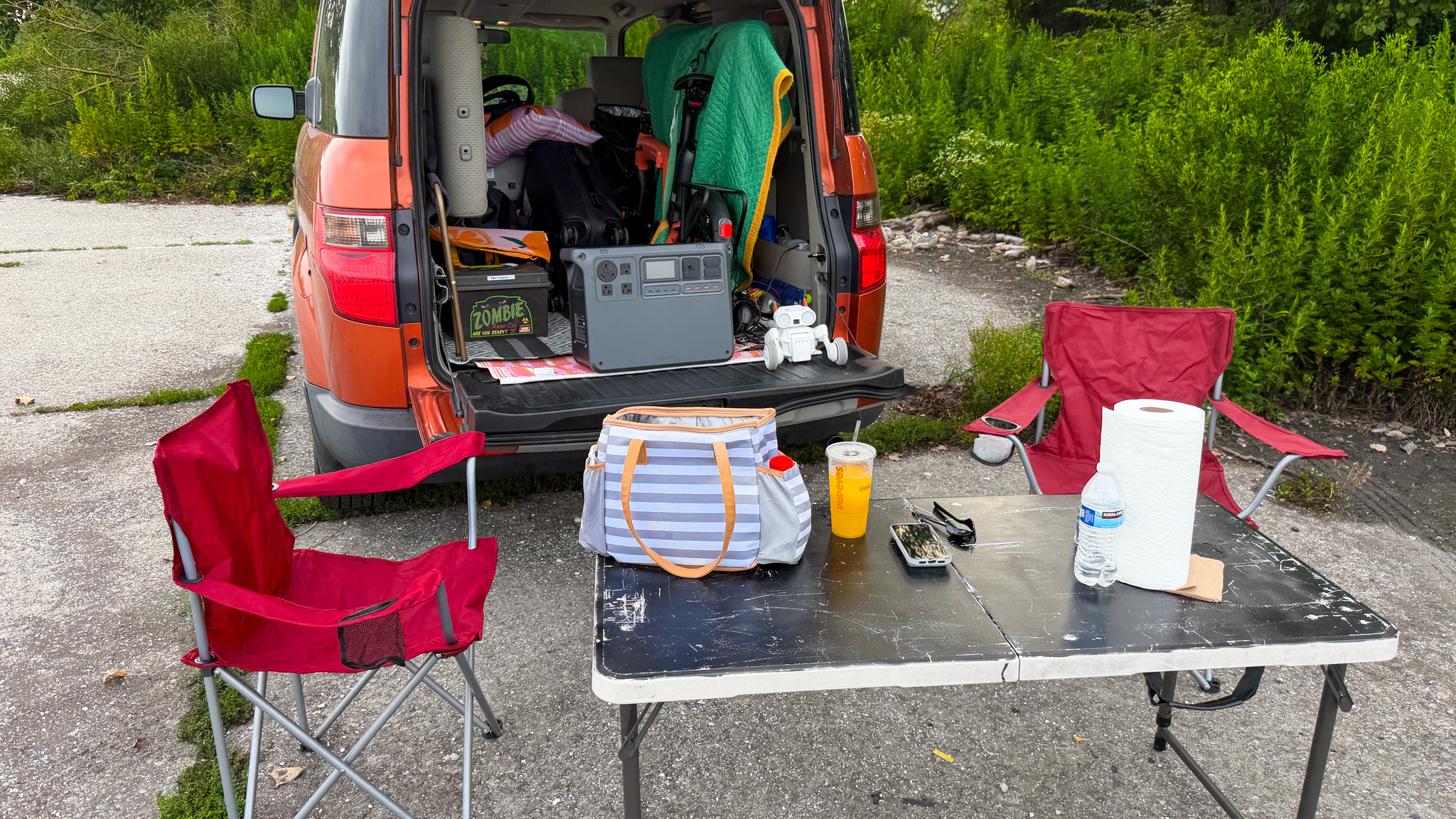 Creating a mini picnic setup out the back of my Honda Element