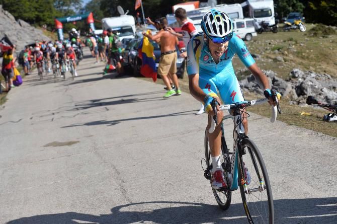 Fabio Aru (Astana) attacks on the final climb