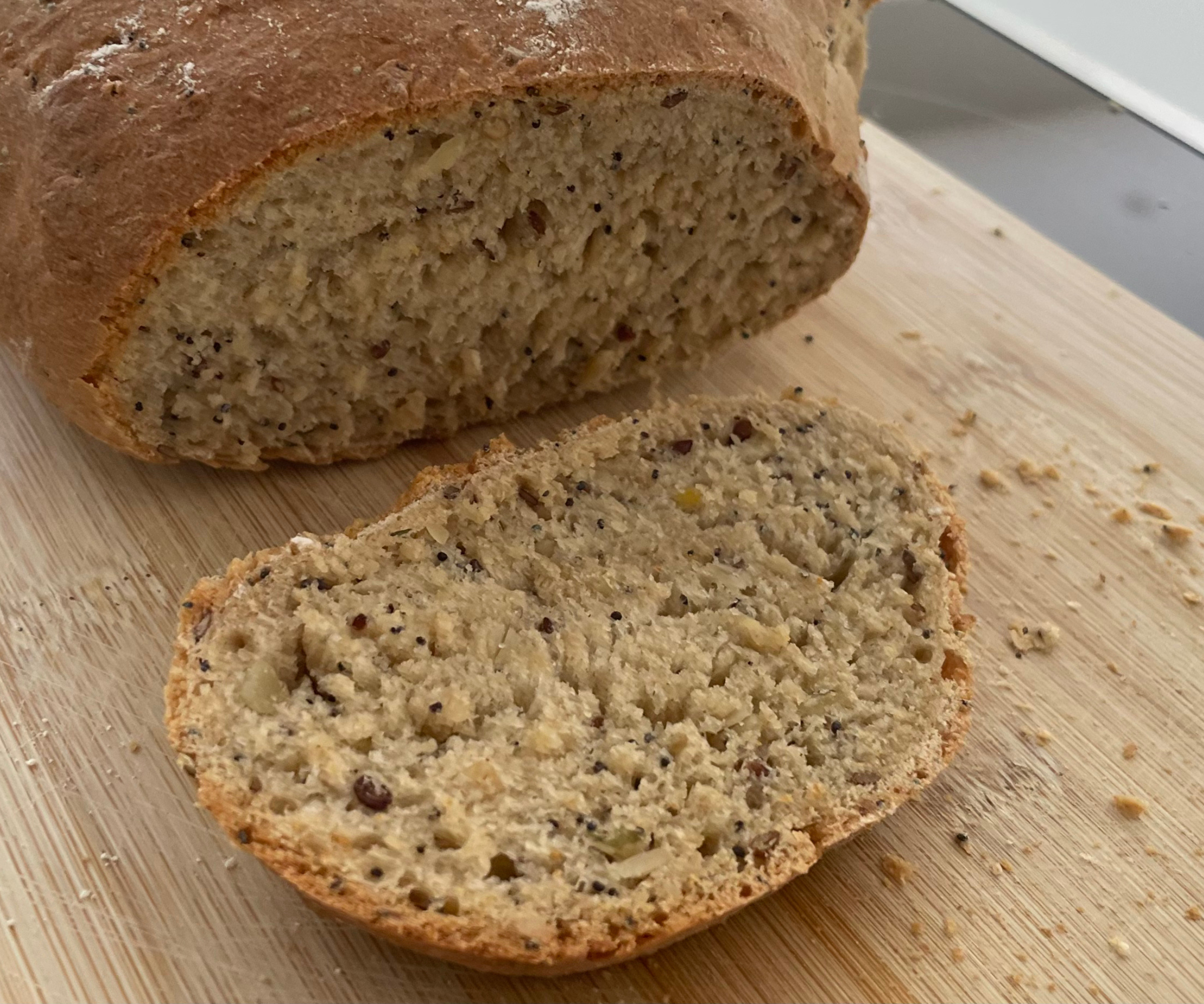 The baked results of making seeded bread dough in the Ooni Halo Pro Spiral Mixer