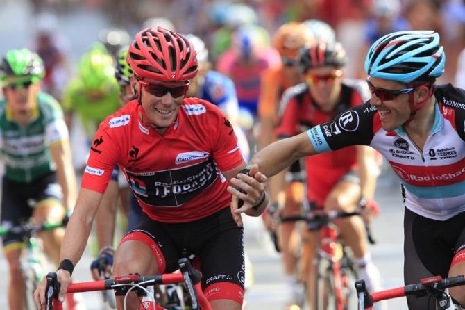 Chris Horner (RadioShack) crosses the finish line in Madrid