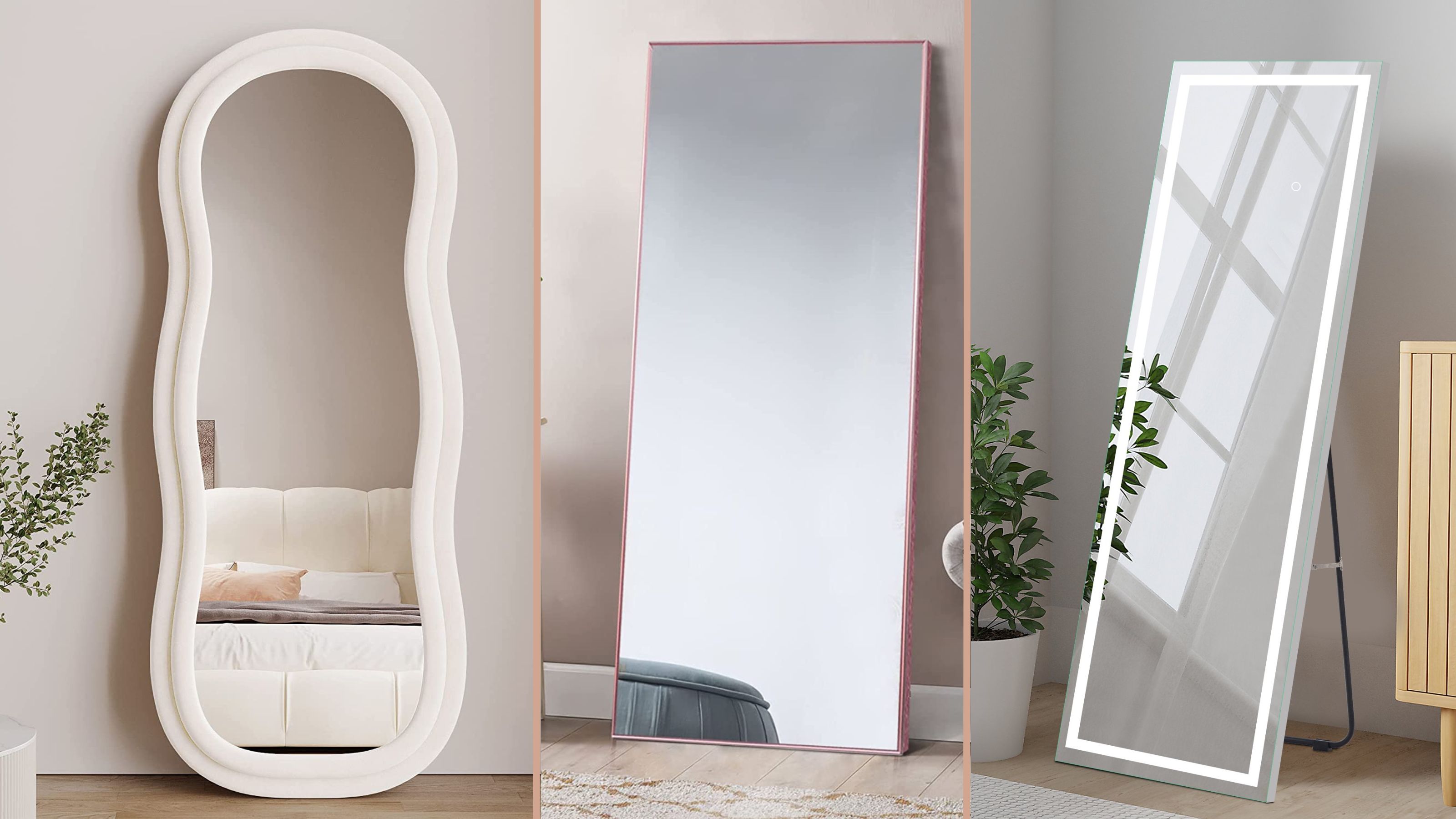 Bedroom Wall Decorative Mirrors Full Body Standing Wavy Mirrors