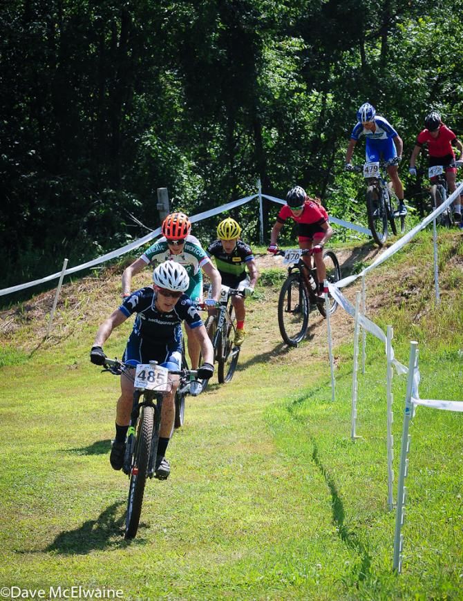 Chloe Woodruff (Backcountry.com) taking a turn at the front mid-race