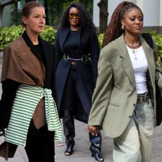 A guest wore the peep-toe boots trend at London Fashion Week 2026