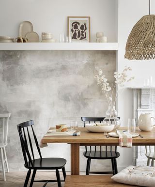 Grey paint effect dining room wall