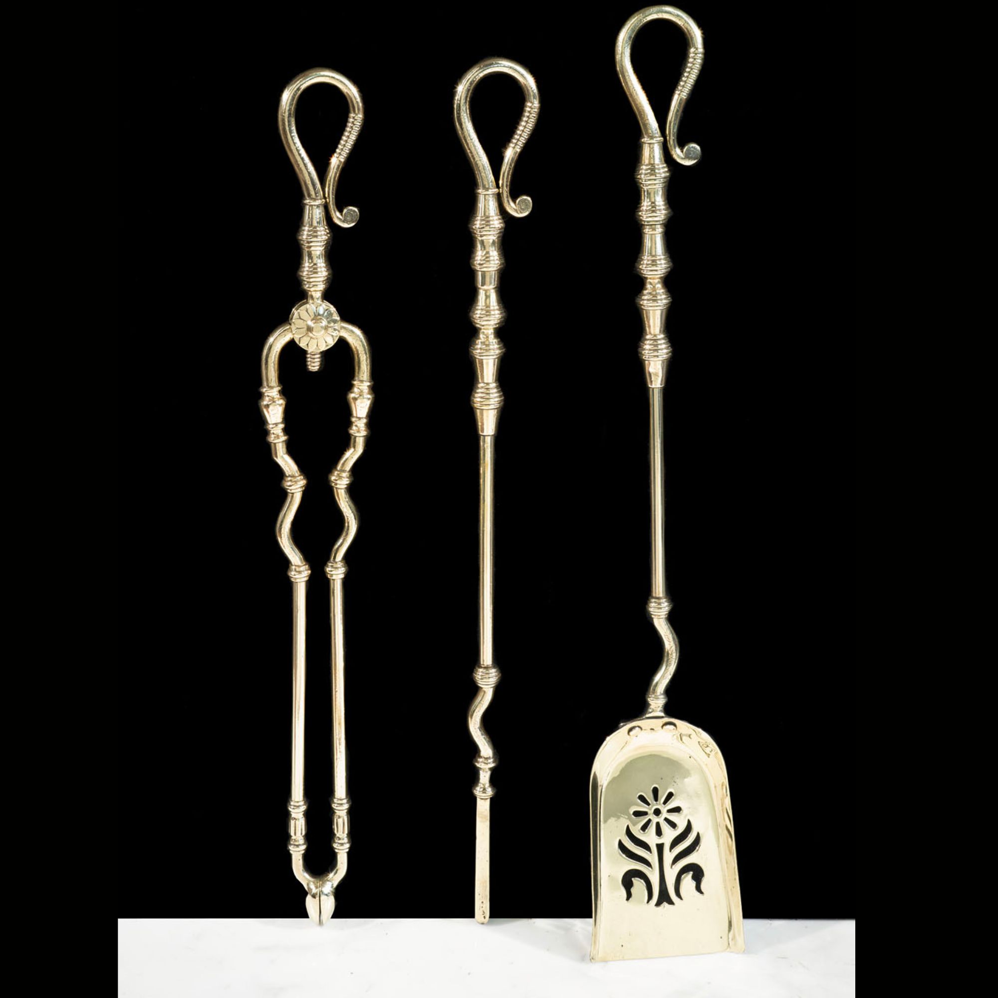 Set of Dresser Style Fire Tools in Brass c.1890