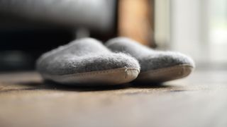 Grey wool slippers