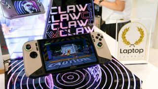 MSI Claw 8 AI Plus handheld gaming PC on display at IFA 2024