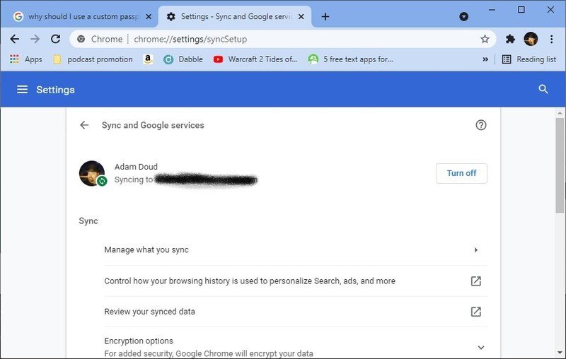 Desktop Chrome Sync Passphrase Ss
