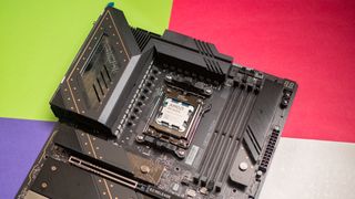 AMD Ryzen 9 9950X3D slotted into ASRock X870E Taichi board