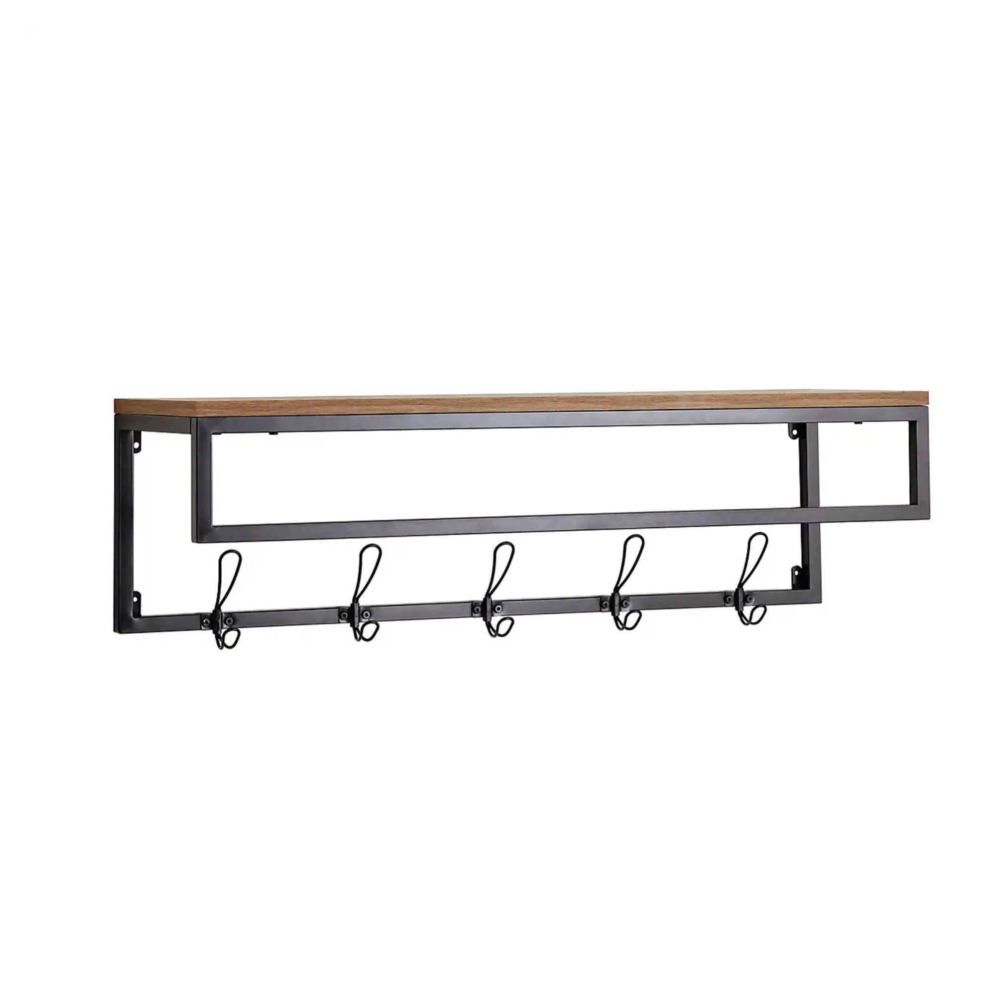 Fulton Wall Shelf with Hooks Pine