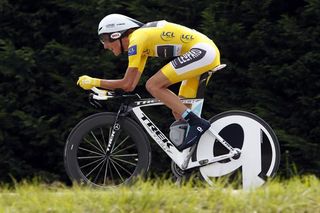 Andy Schleck struggled throughout the time trial, eventually losing 2:31 to Evans.