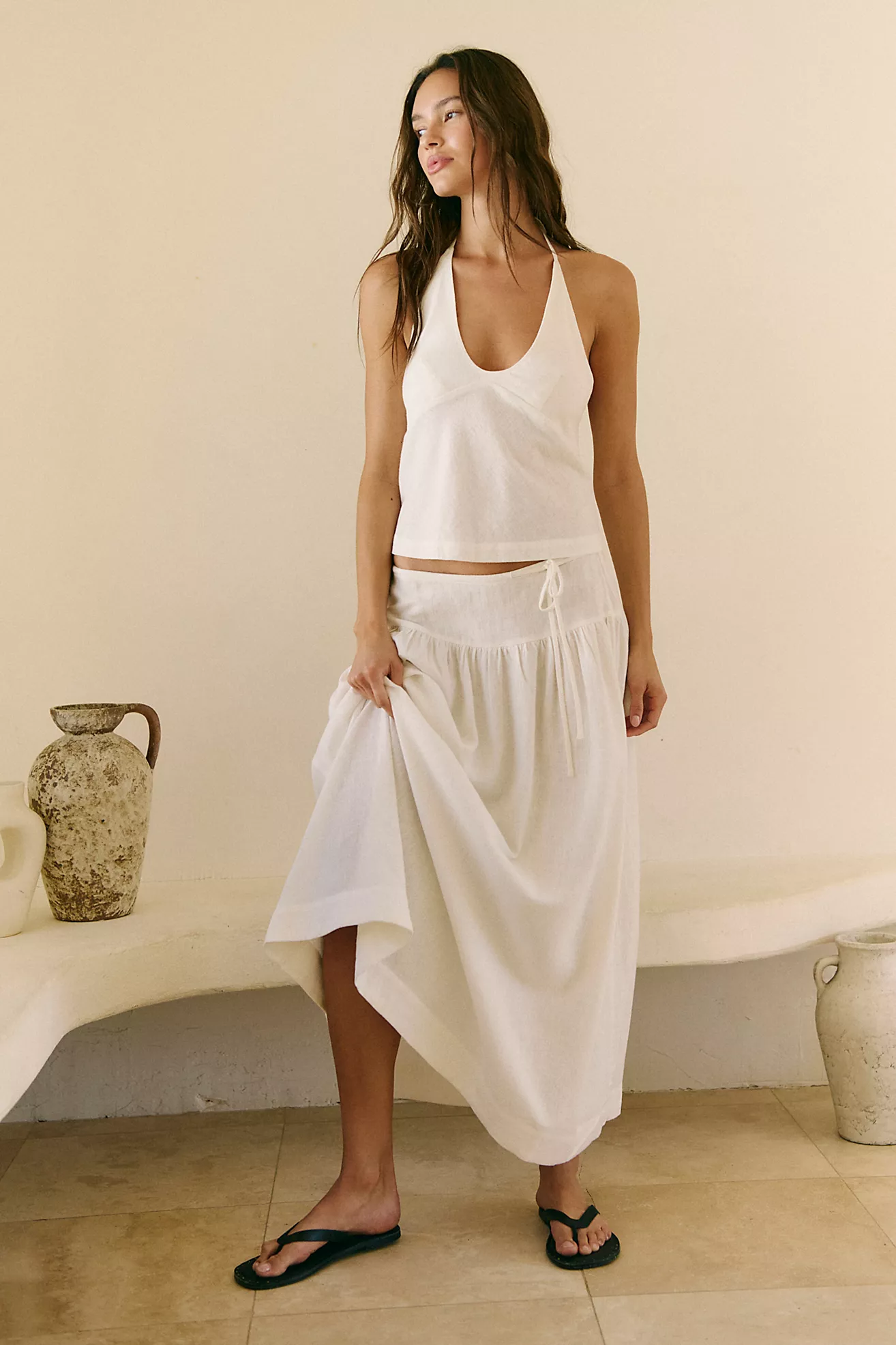 Sandshell Linen Skirt Set
