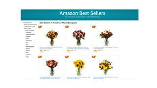 Amazon flowers review: Image shows Amazon flowers bestsellers.