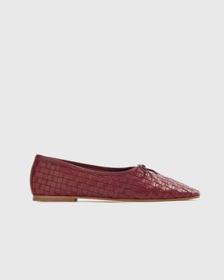 Italian Leather Handwoven Square Toe Ballet Flat