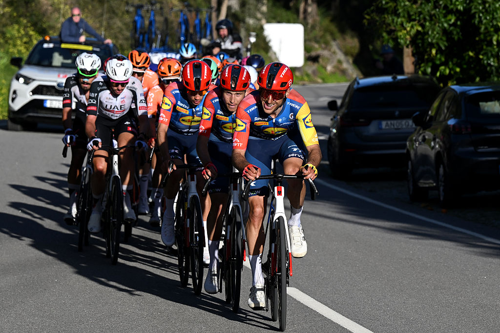FOIA, PORTUGAL - FEBRUARY 19: Carlos Verona of Spain and Team Lidl - Trek leads the peloton during the 52nd Volta ao Algarve em Bicicleta 2026, Stage 2 a 183.5km stage from Portimao to Foia (Monchique) 882m on February 19, 2026 in Foia, Portugal. (Photo by Dario Belingheri/Getty Images)