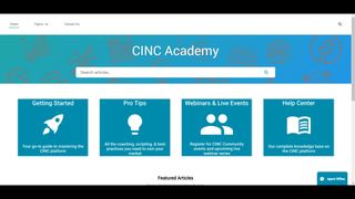 Screenshot of the CINC Academy home page.