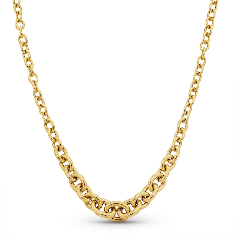 zales, Graduated Curb Chain Necklace in Hollow 10k Gold - 18