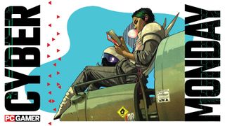 Character reading a book and chewing bubblegum