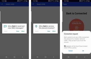 Allowing the Bark app permissions on an Android device