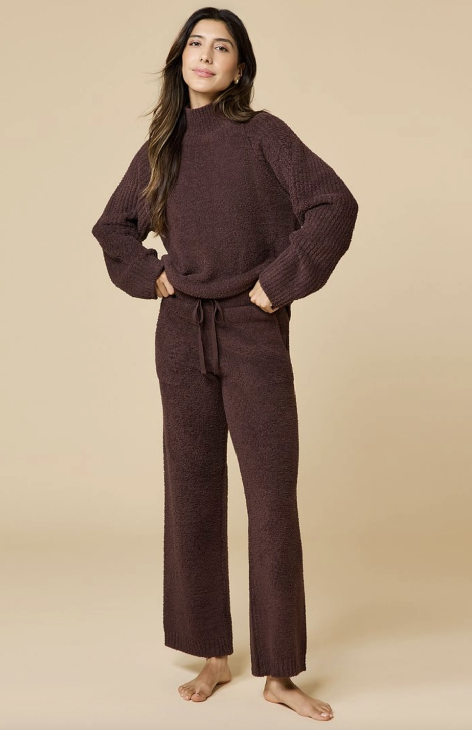 Softies, Solid Marshmallow Rib Mock Neck With Long Pant