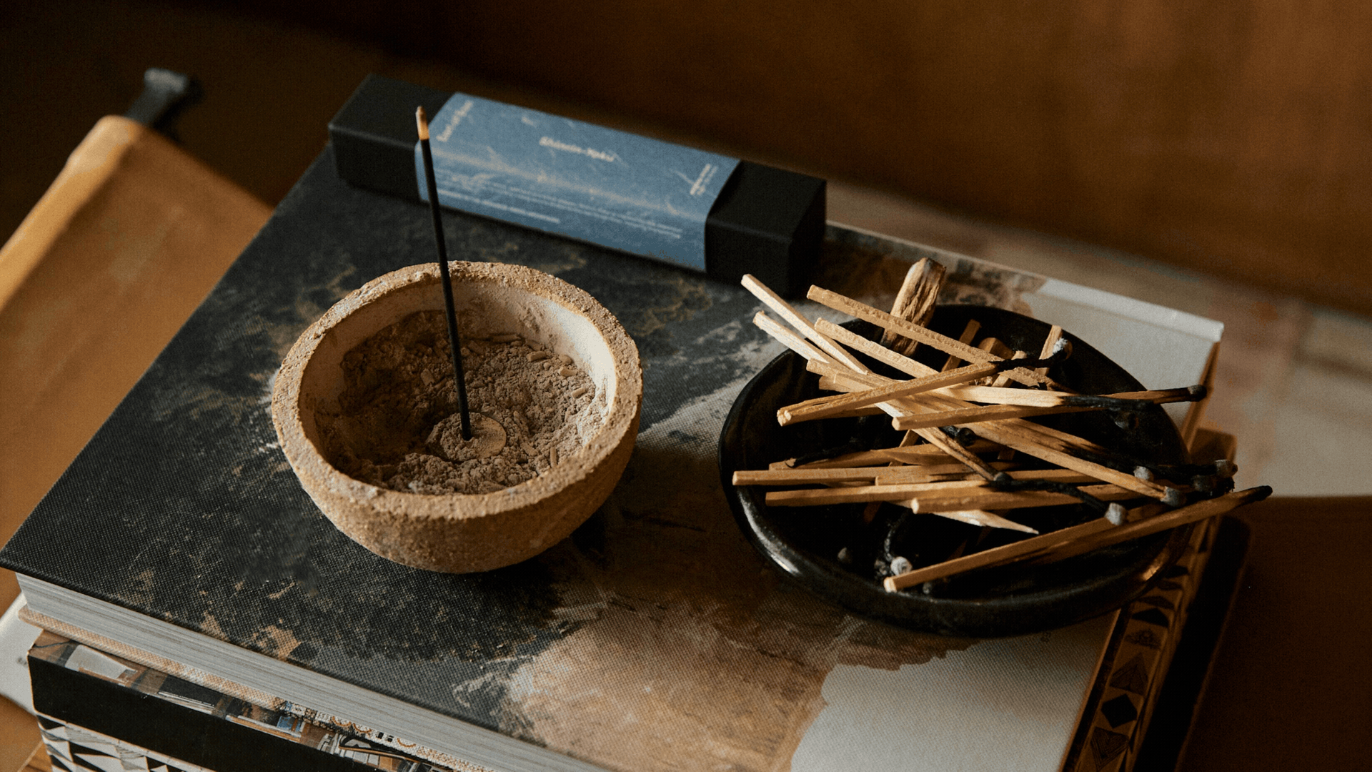 A GIF of Japanese incense and Indian incense burning at home