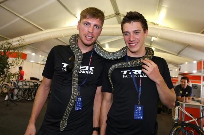 The Van Poppel brothers, Boy and Danny, get a photo with the local wildlife