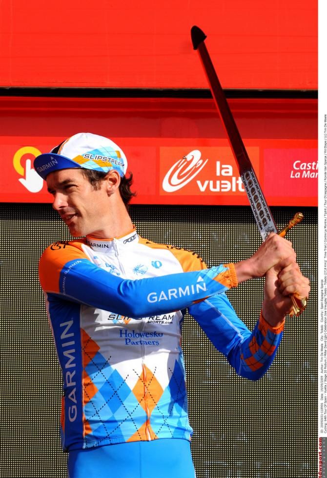 David Millar celebrating after claiming stage 20 victory