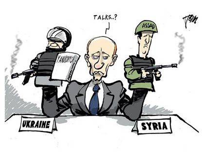 Political cartoon Putin Syria Ukraine