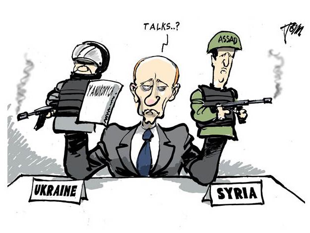 Political cartoon Putin Syria Ukraine