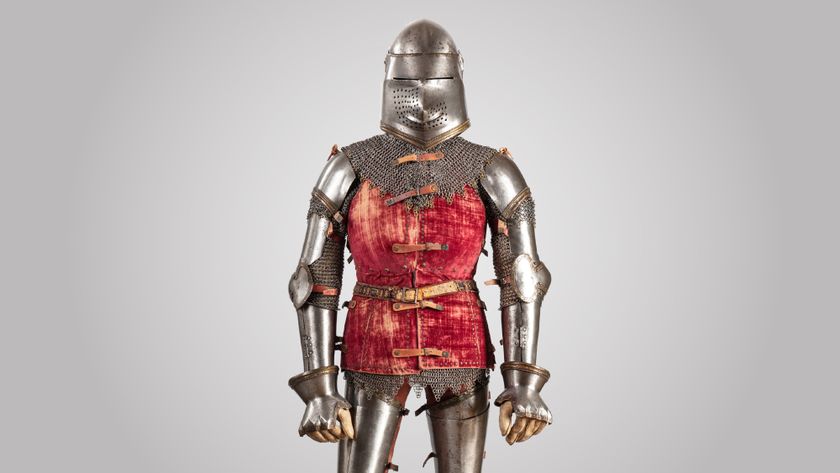 A photo of medieval plate armor that a &quot;knight in shining armor&quot; would wear.