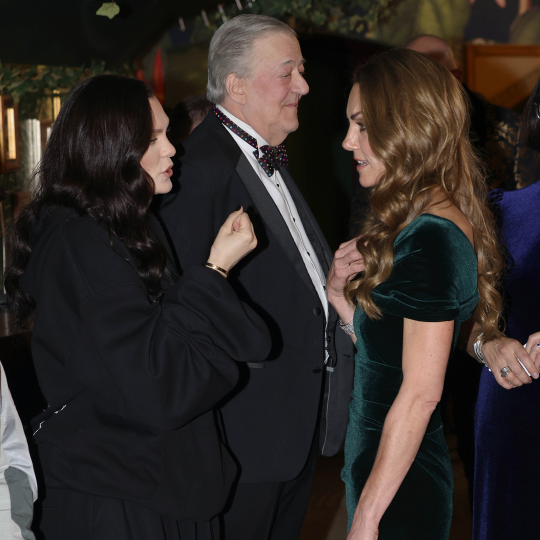Kate Middleton hugs Jessie J at the Royal Variety Performance at the Royal Albert Hall on November 19, 2025