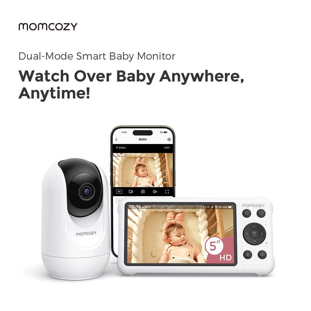 This smart baby monitor with dual mode and enhanced alerts from Momcozy will give new parents peace of mind