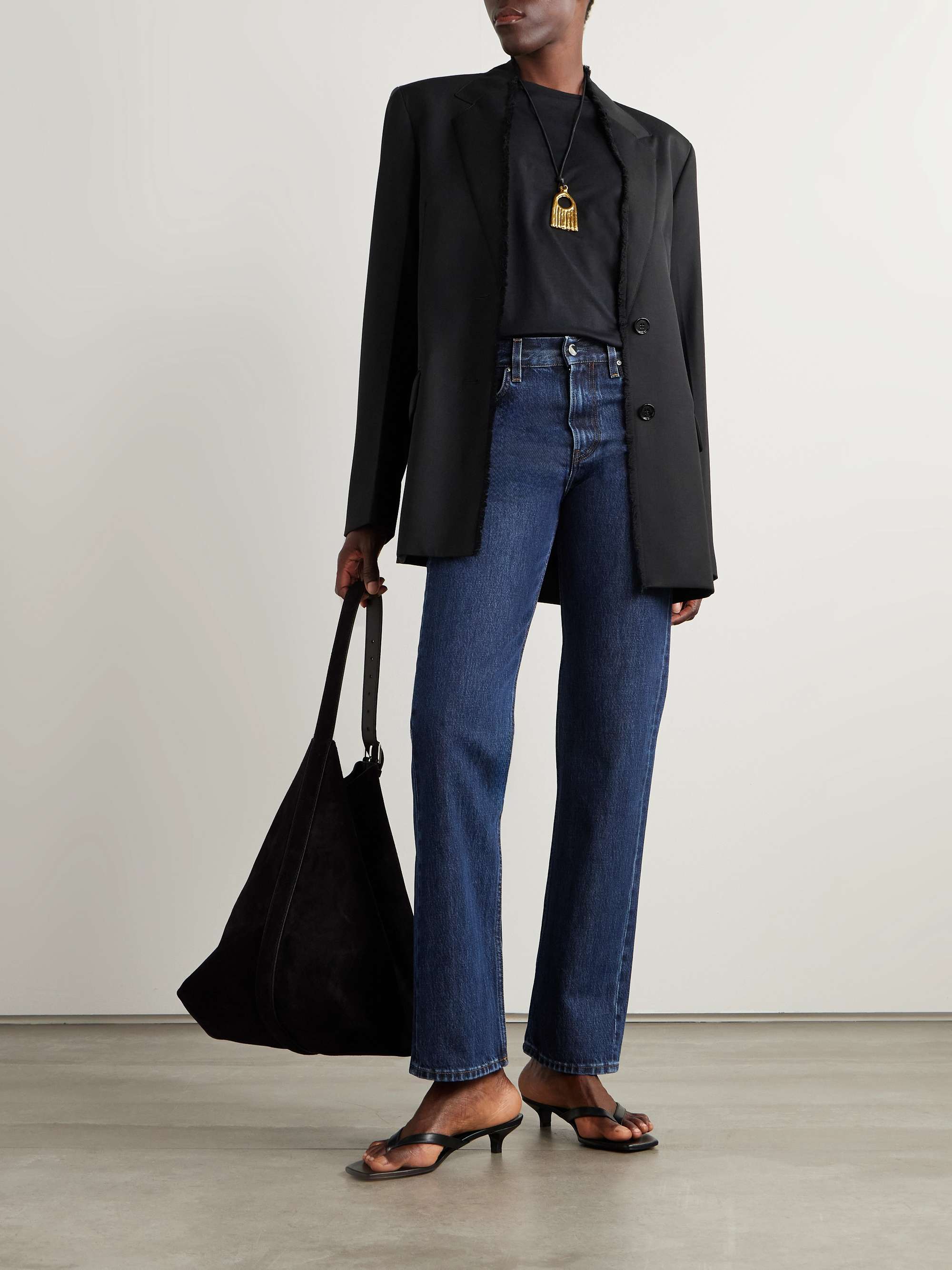 Oversized Frayed Wool Blazer