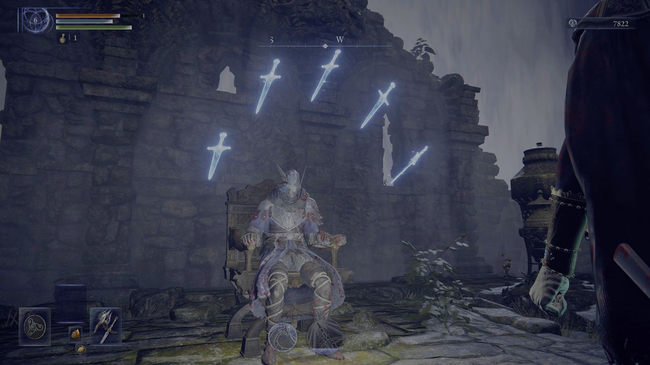 Wylder sitting on throne surrounded by glintblades after beating Margit in Elden Ring Nightreign