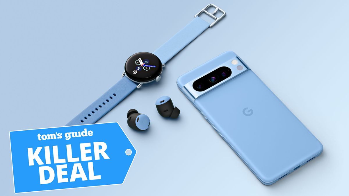 Image of Google Pixel 8, Google Pixel Buds Pro and Google Pixel Watch