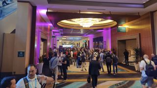 Crowds of attendees in the main conference center in the MGM Grand