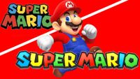 old and new Super Mario Bros logos along and a new Nintendo Mario render
