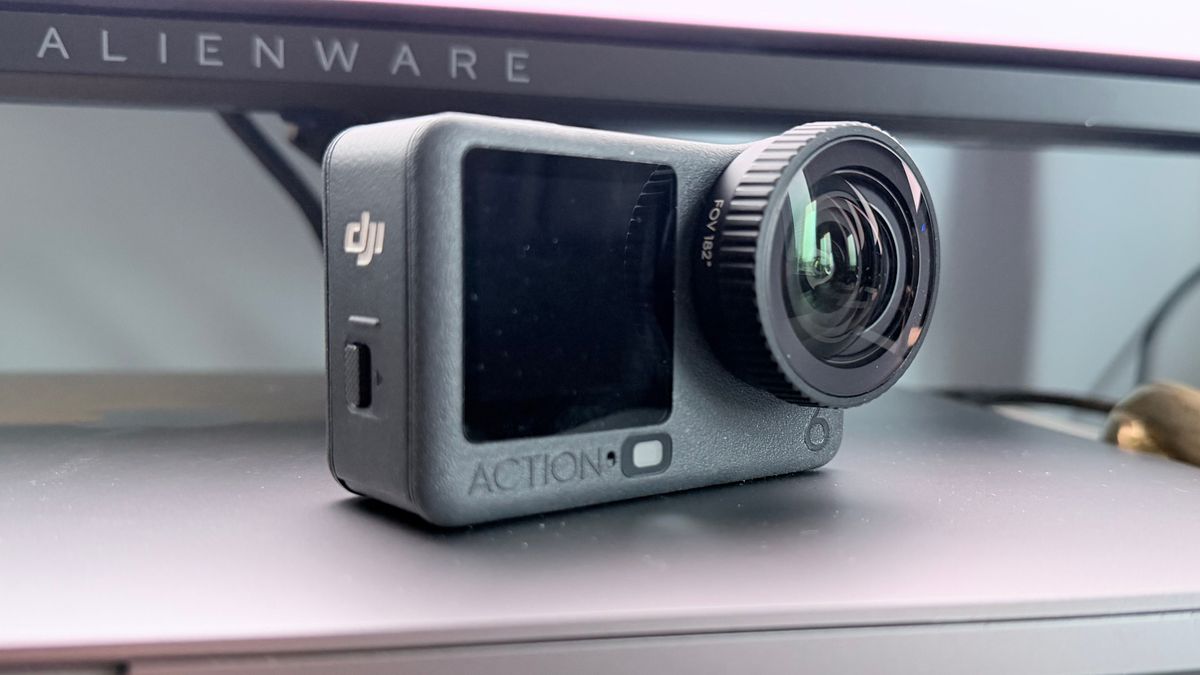 The DJI Osmo Action 6 with its ultra wide angle lens fitted