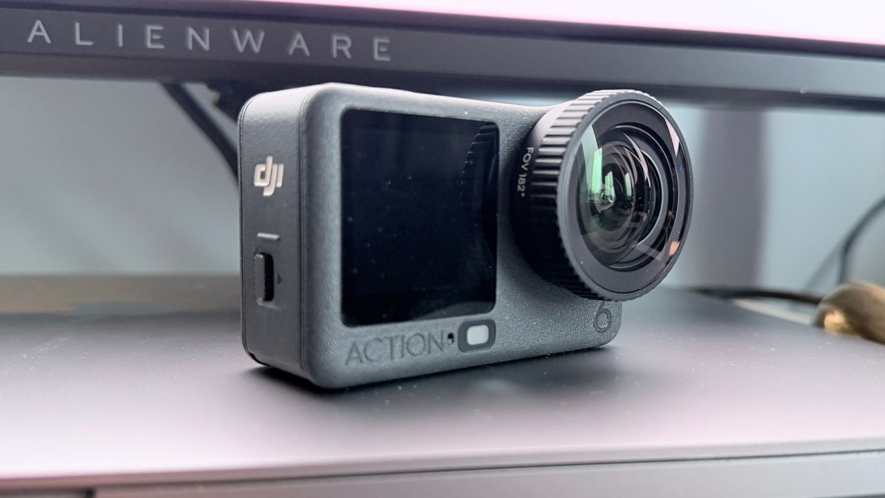 The DJI Osmo Action 6 with its ultra wide angle lens fitted