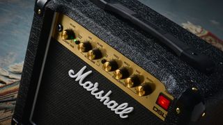 Close up of the controls on the Marshall DSL1CR tube amp