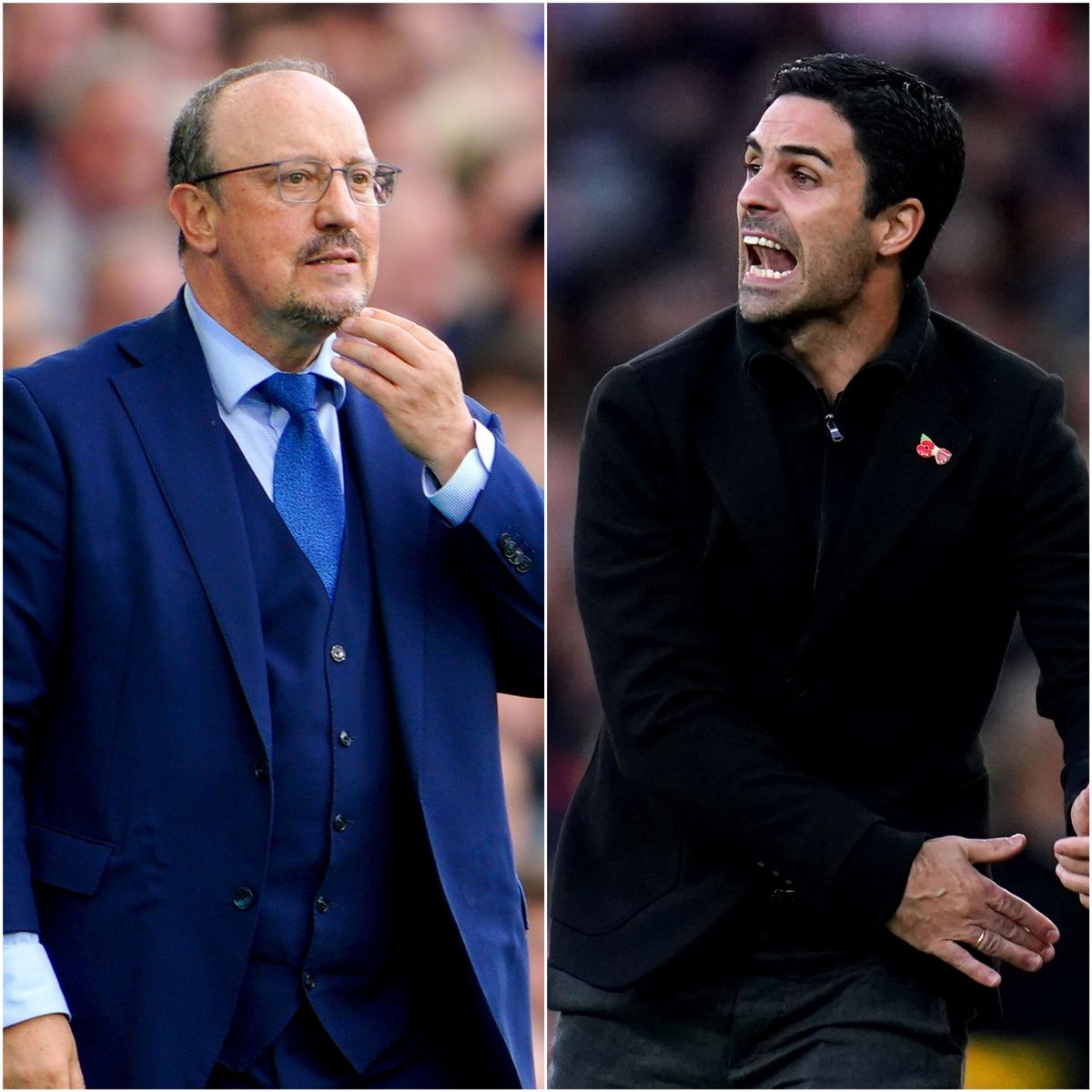 Rafael Benitez (left) and Mikel Arteta